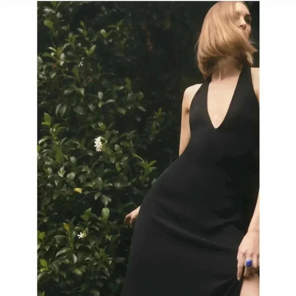 Reformation Black Halter Maxi Dress Ennis Straps Back Size 4 - Picture 1 of 9